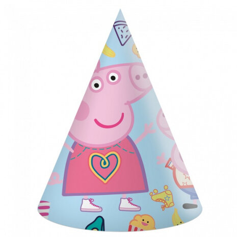 feesthoedjes Peppa Pig karton lichtblauw 6 stuks