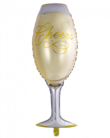 folieballon champagne glas 109 x 46 cm goud/wit