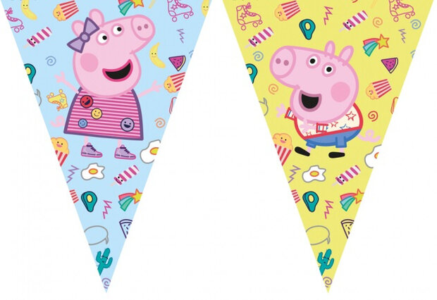 vlaggenlijn Peppa Pig junior 230 cm blauw/geel