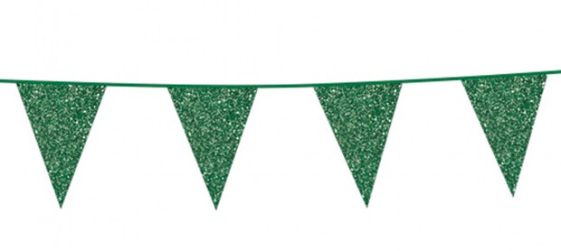 vlaggenlijn glitter 6 meter 20 x 30 cm groen