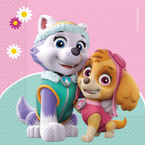 servetten Paw Patrol 33 cm papier roze/groen 20 stuks