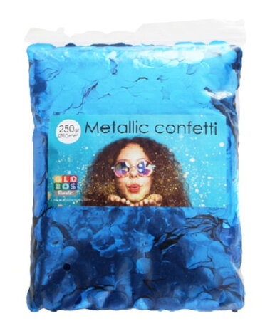 confetti metallic 10 mm folie blauw 250 gram