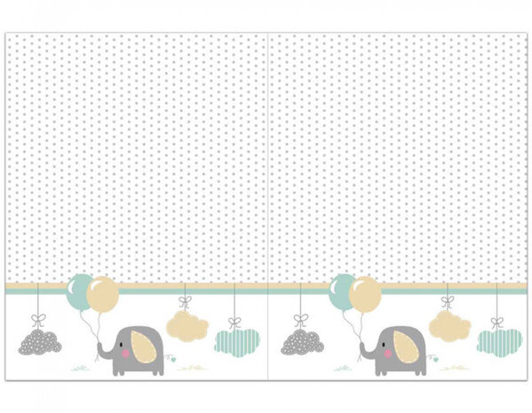 tafelkleed Olifant Baby junior 120 x 180 cm wit