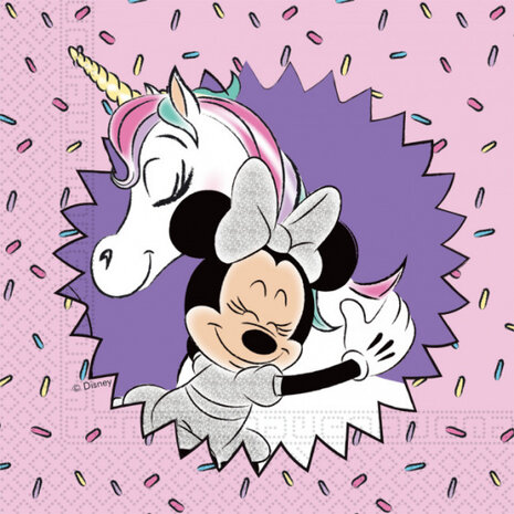 servetten Minnie Unicorn 33 cm papier roze/lila 20 stuks