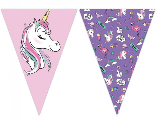 vlaggenlijn Minnie Unicorn 230 cm papier roze/lila