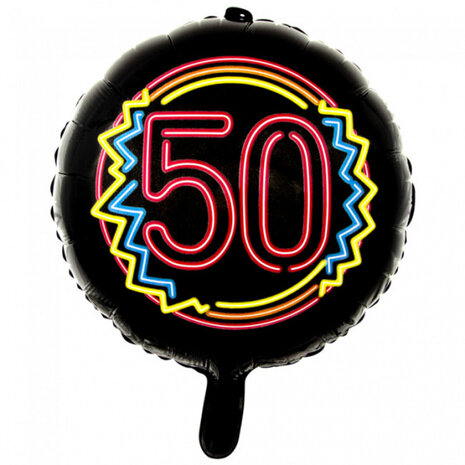 folieballon 50 neon 45 cm zwart
