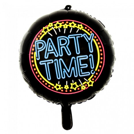 folieballon Party Time neon 45 cm zwart