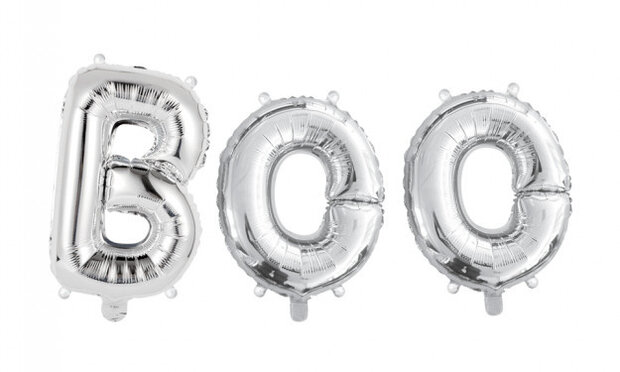 folieballonen Boo 40 cm zilver 3 stuks