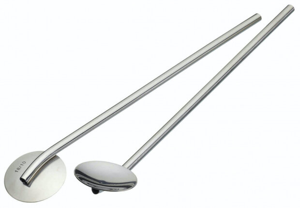 rietjes 2-in-1 20 cm RVS zilver 2 stuks