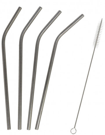 koelrietjes 20,5 x 0,8 cm RVS zilver 4 stuks