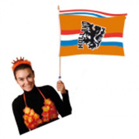 zwaaivlag leeuw met wimpel 30 x 40 cm polyester oranje