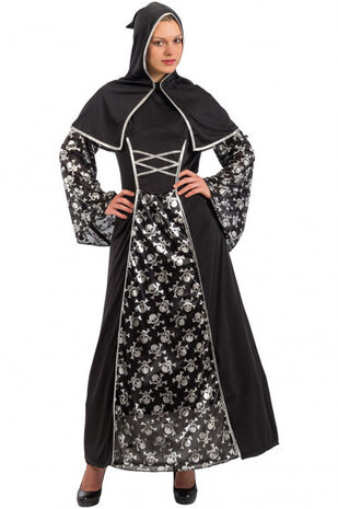 verkleedjurk Priestess dames zwart one-size