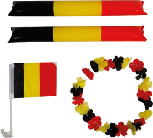 supporterskit Belgi&euml; PVC zwart/geel/rood 4-delig