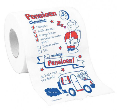 toiletpapier Pensioen papier wit/rood/blauw