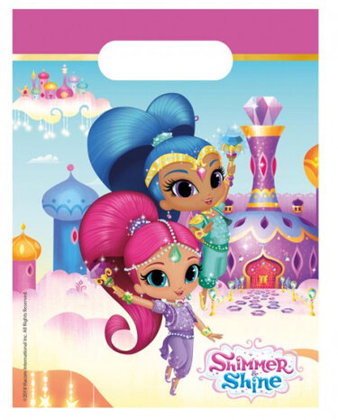 uitdeelzakjes Shimmer &amp; Shine junior 23 x 16 cm roze