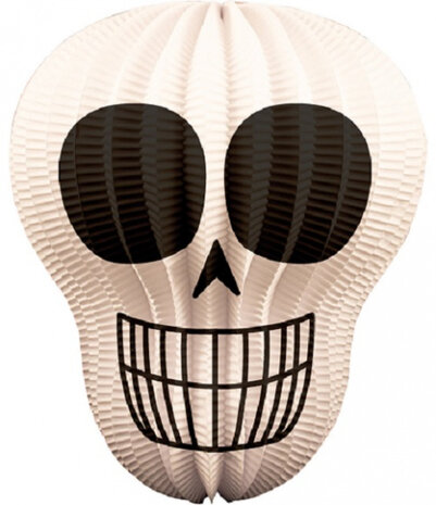 lampion doodshoofd junior 25 x 31 cm papier wit
