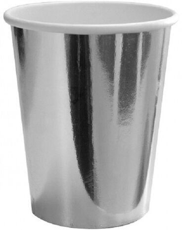 bekers metallic 250 ml papier zilver 8 stuks