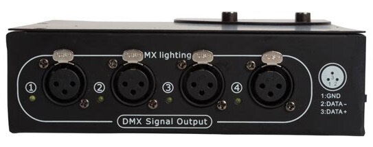 splitter DMX 4-weg 100-240V 2W 17,5 cm staal zwart