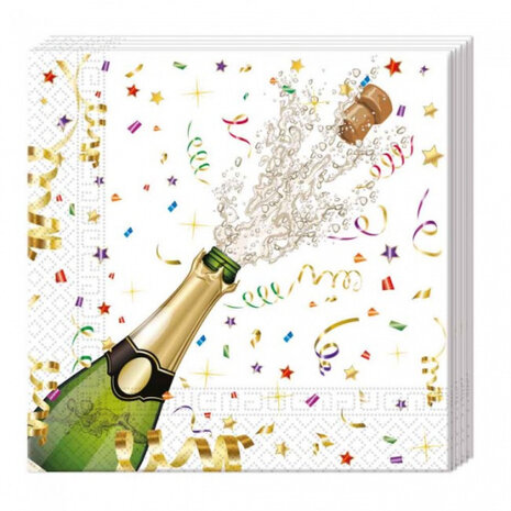 servetten Champagne 33 x 33 cm papier wit 20 stuks