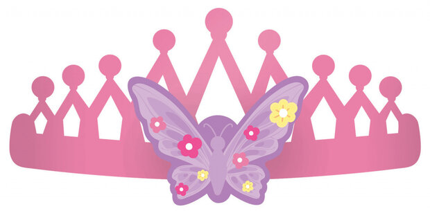feestkroon Prinses meisjes papier roze 8 stuks