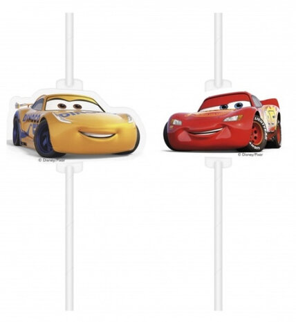 rietjes Cars junior papier wit/geel/rood 4 stuks