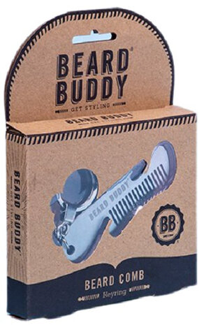 sleutelhanger Beard Buddy heren 9 cm staal zilver