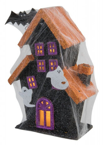 decoratiespookhuis led 30 cm zwart/oranje