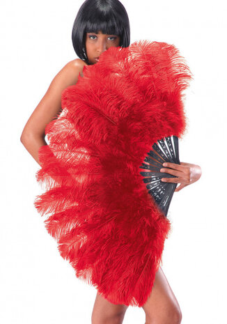 waaier Extra Luxury 100 cm struisvogelveren rood