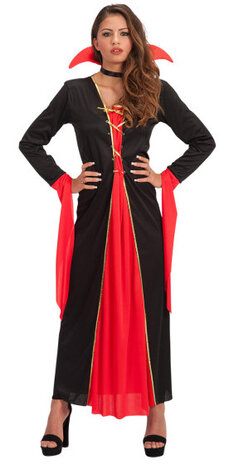 verkleedjurk vampier dames rood/zwart one-size