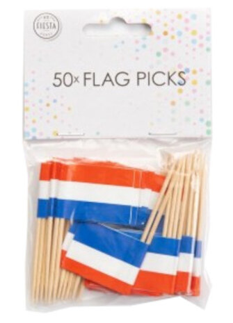 cocktailprikkers Nederland 8 cm papier/hout 50 stuks