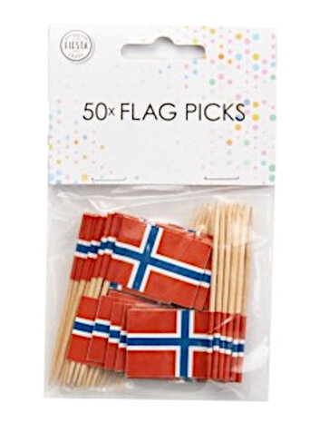 cocktailprikkers Noorwegen 8 cm papier/hout 50 stuks