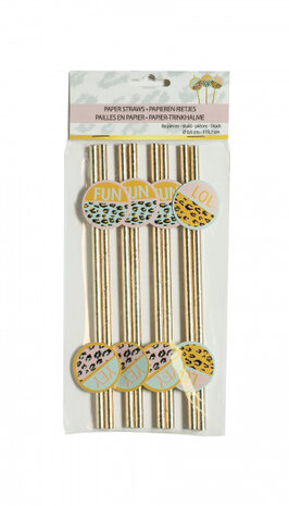 rietjes 19,7 cm papier goud 8 stuks