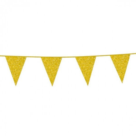 vlaggenlijn glitter 6 meter 20 x 16 cm goud