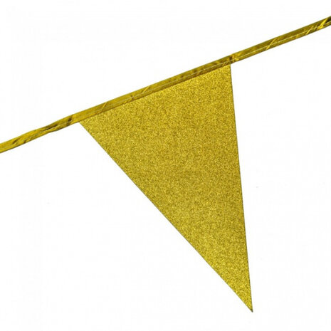 vlaggenlijn glitter 6 meter 20 x 16 cm goud