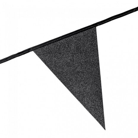 vlaggenlijn glitter 6 meter 20 x 16 cm zwart