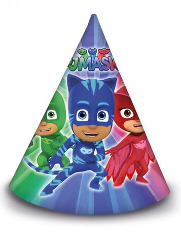 feesthoedjes PJ Masks junior karton blauw/rood 6 stuks
