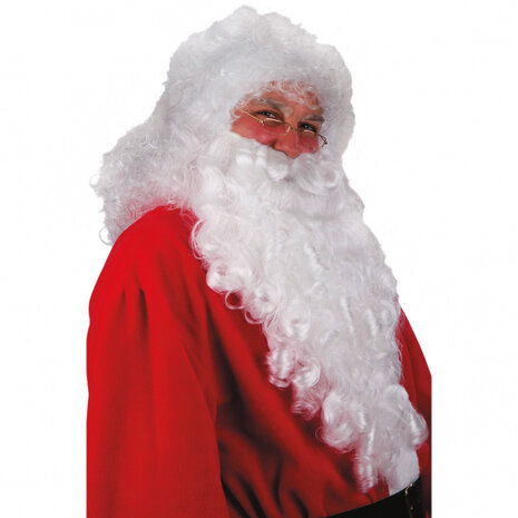 pruik met baard Santa 50 cm synthetisch wit
