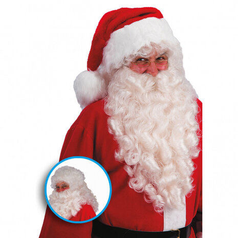 pruik met baard Santa 60 cm synthetisch wit