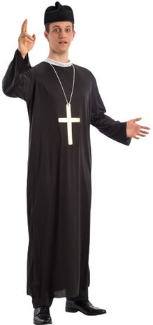 verkleedjurk Priester heren polyester zwart one-size