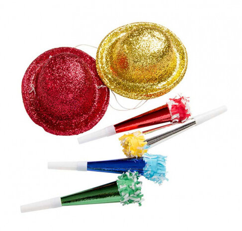 feestaccessoires metallic rood/geel 8-delig