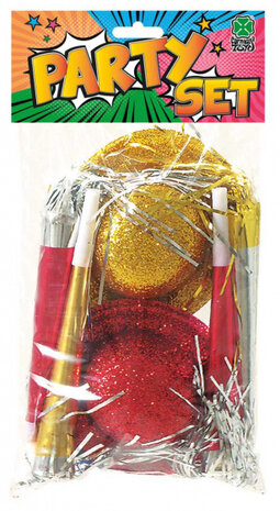 feestaccessoires metallic rood/geel 8-delig