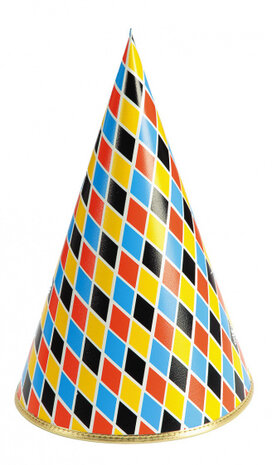 feesthoed geruit geel/rood/blauw/zwart one-size