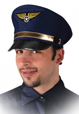 officierspet katoen donkerblauw/zwart one-size
