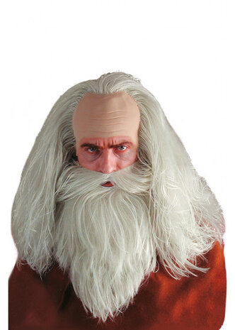 pruik met baard Tovenaar synthetisch wit