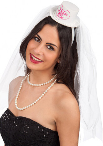 haarband met sluier Bride to Be dames tule wit