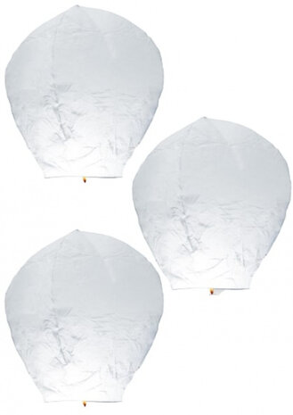 wensballon 90 cm papier wit 3 stuks