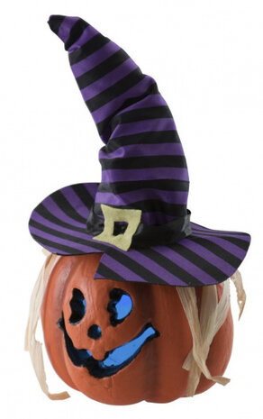 feestdecoratie Pumpkin 23 cm oranje/paars