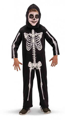 jumpsuit Skeleton junior polyester zwart/wit mt 116/122