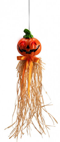 hangdecoratie pompoen met licht 60 cm oranje