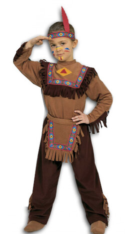 verkleedpak 3-in-1 Cowboy polyester bruin mt 104/116